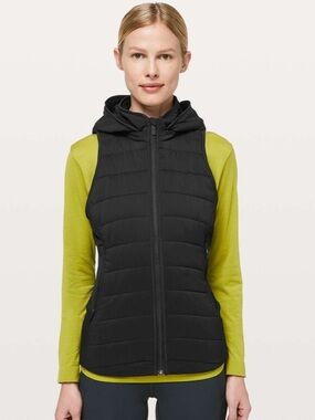 Lululemon Extra Mile Vest Black Size 4 Puffer Hooded